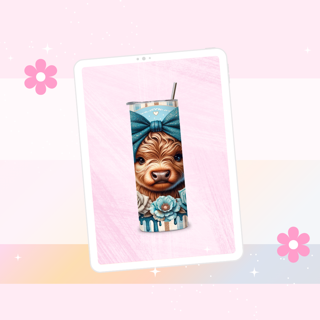 Highland cow drinks tumbler