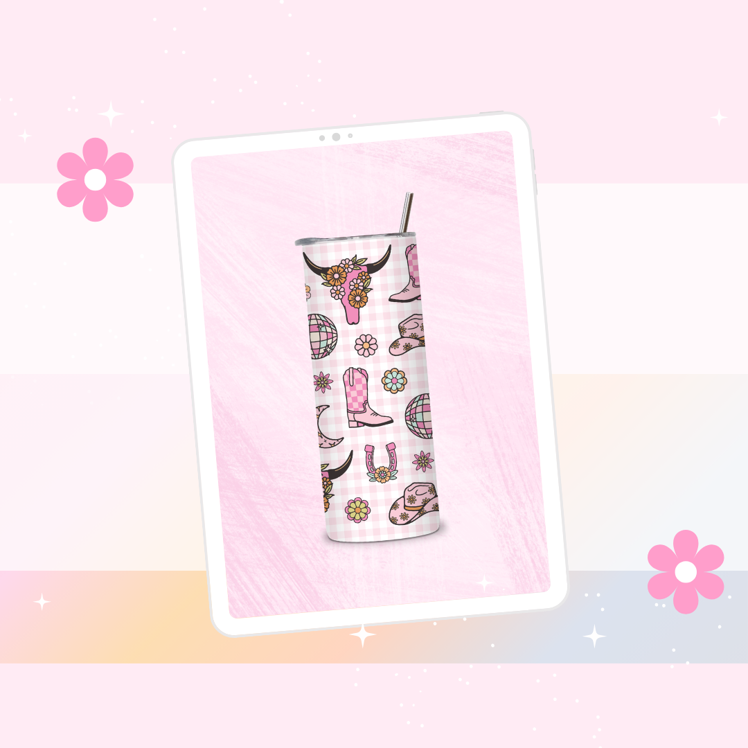 Cowgirl print drinks tumbler