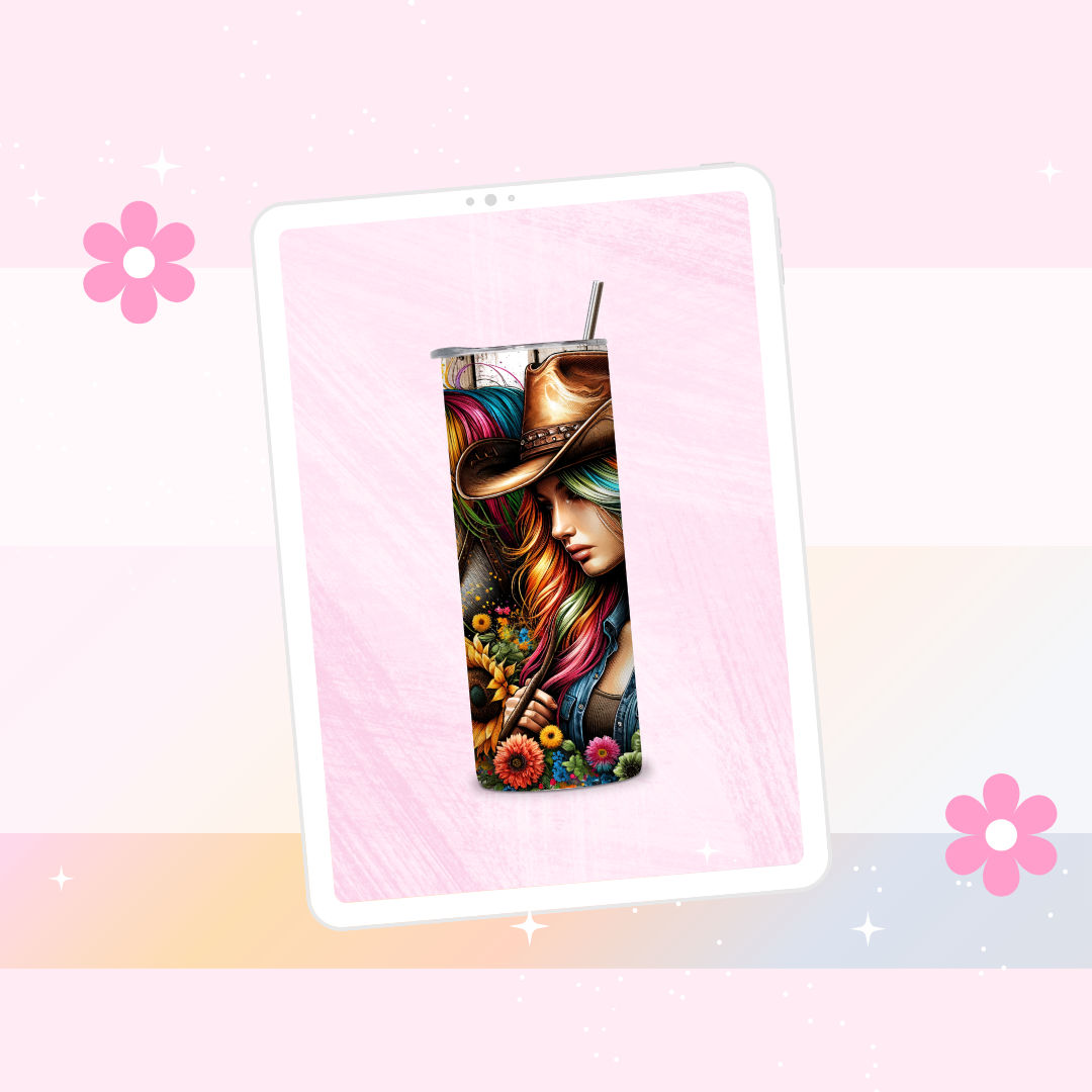 Cowgirl and horse drinks tumbler