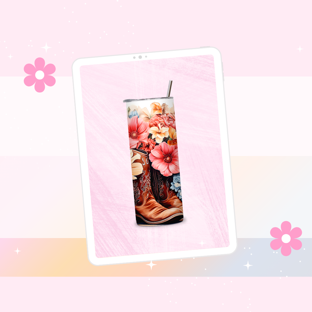 Floral boots drinks tumbler