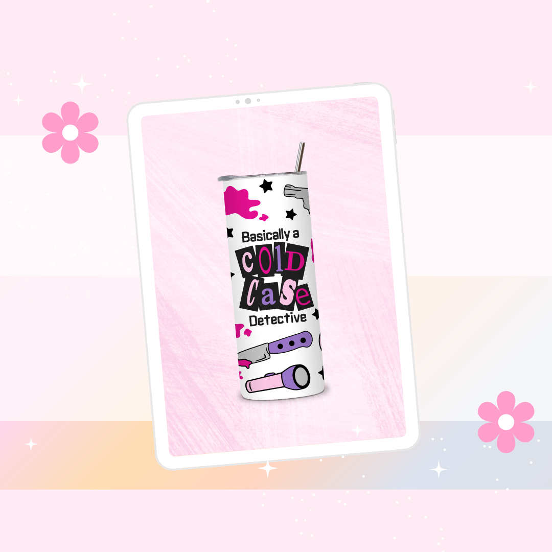 Cold case detective drinks tumbler