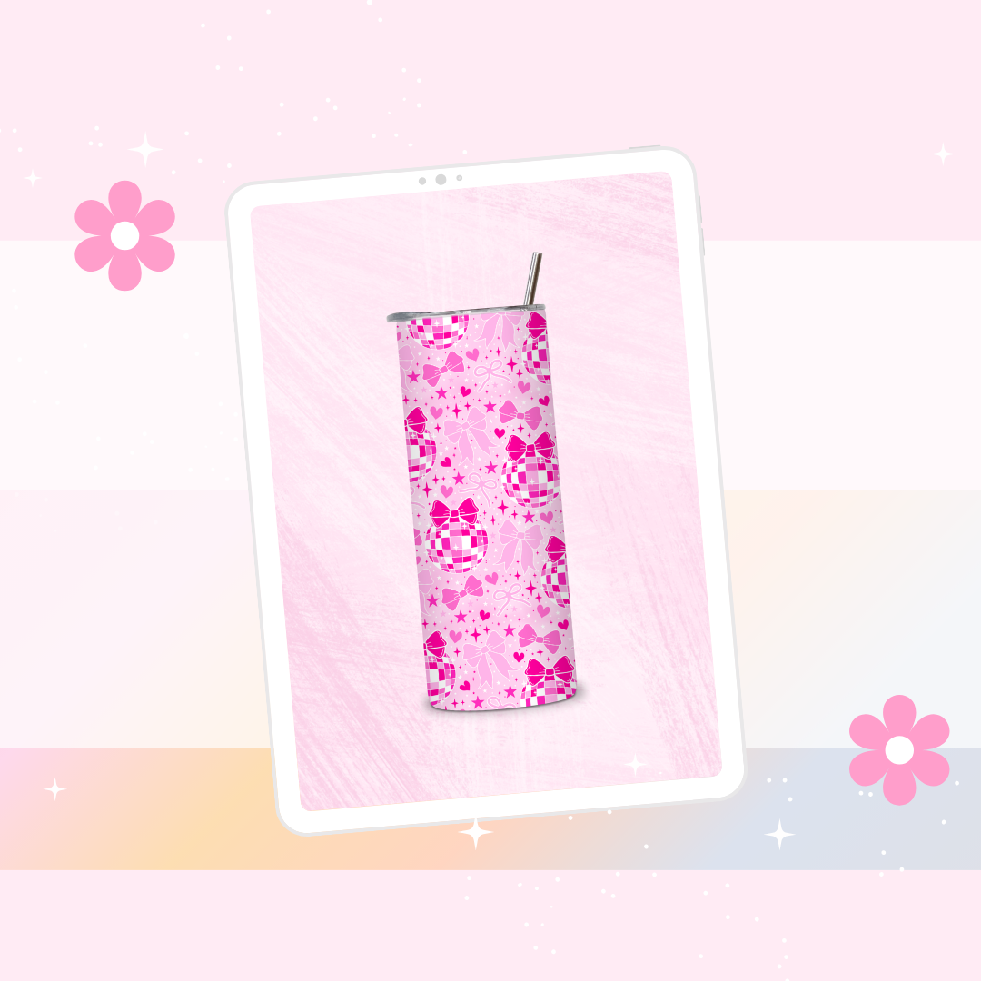 Pink Disco ball drinks tumbler