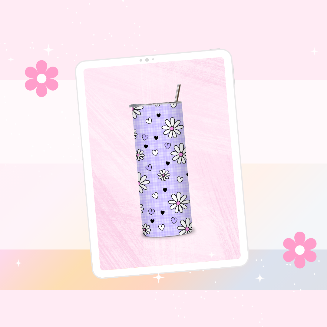Purple daisy drinks tumbler