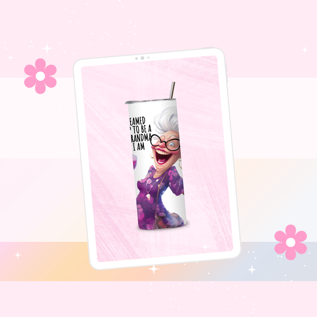 Crazy old grandma drinks tumbler