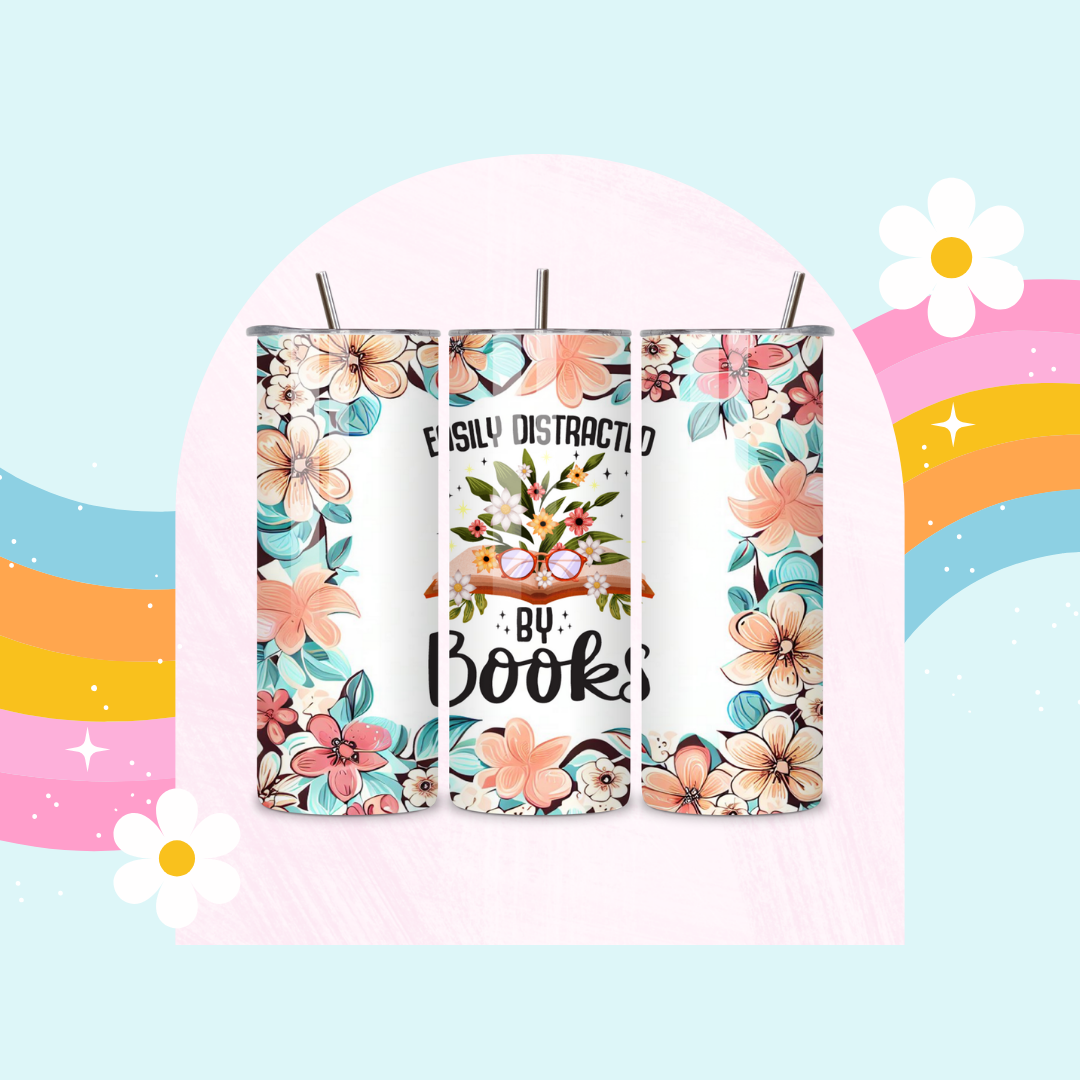 Easily distracted by books drinks tumbler