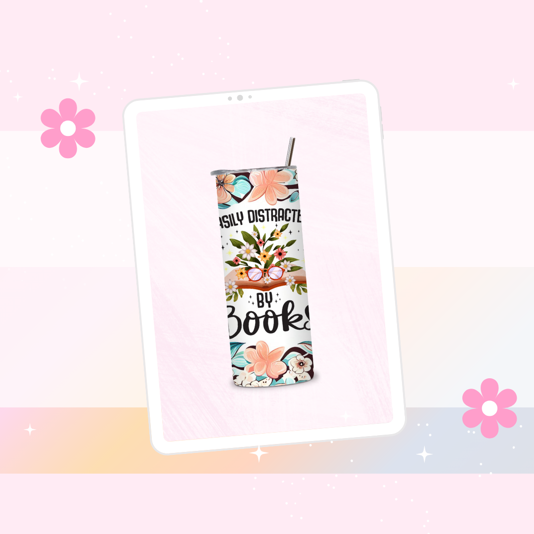Easily distracted by books drinks tumbler