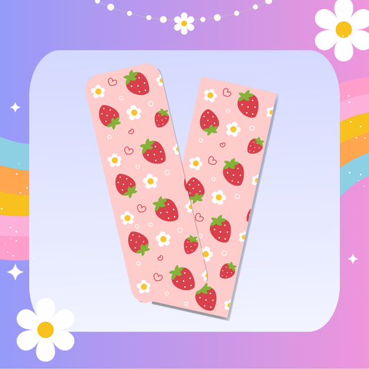 Strawberry and flowers bookmark