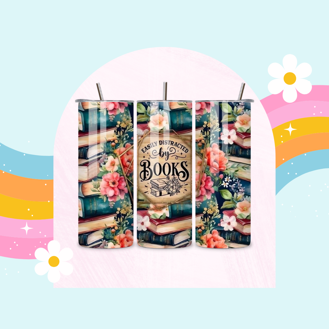 Easily distracted by books drinks tumbler