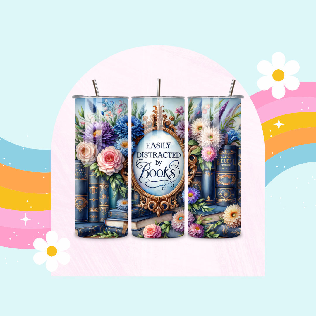 Easily distracted by books drinks tumbler
