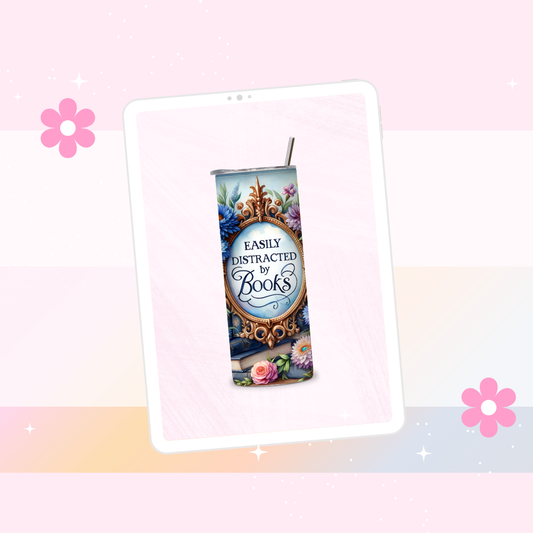 Easily distracted by books drinks tumbler