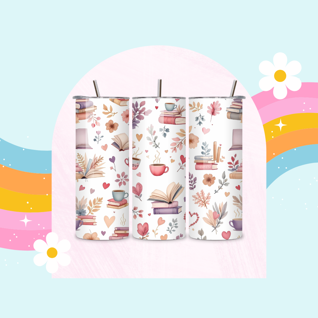 Tea, Coffee and Books Pattern Drinks tumbler