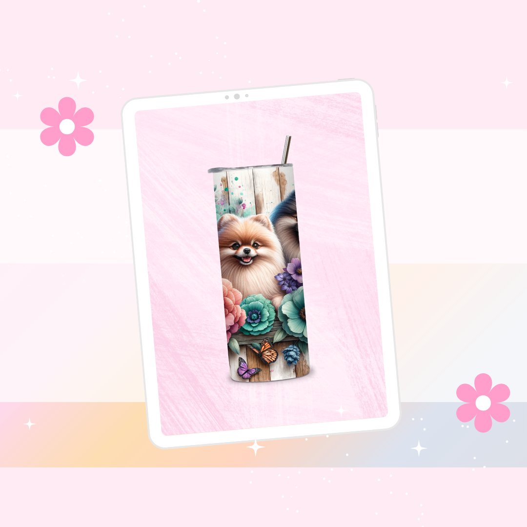 Pomeranian drinks tumbler