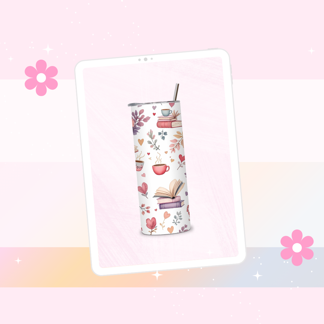 Tea, Coffee and Books Pattern Drinks tumbler