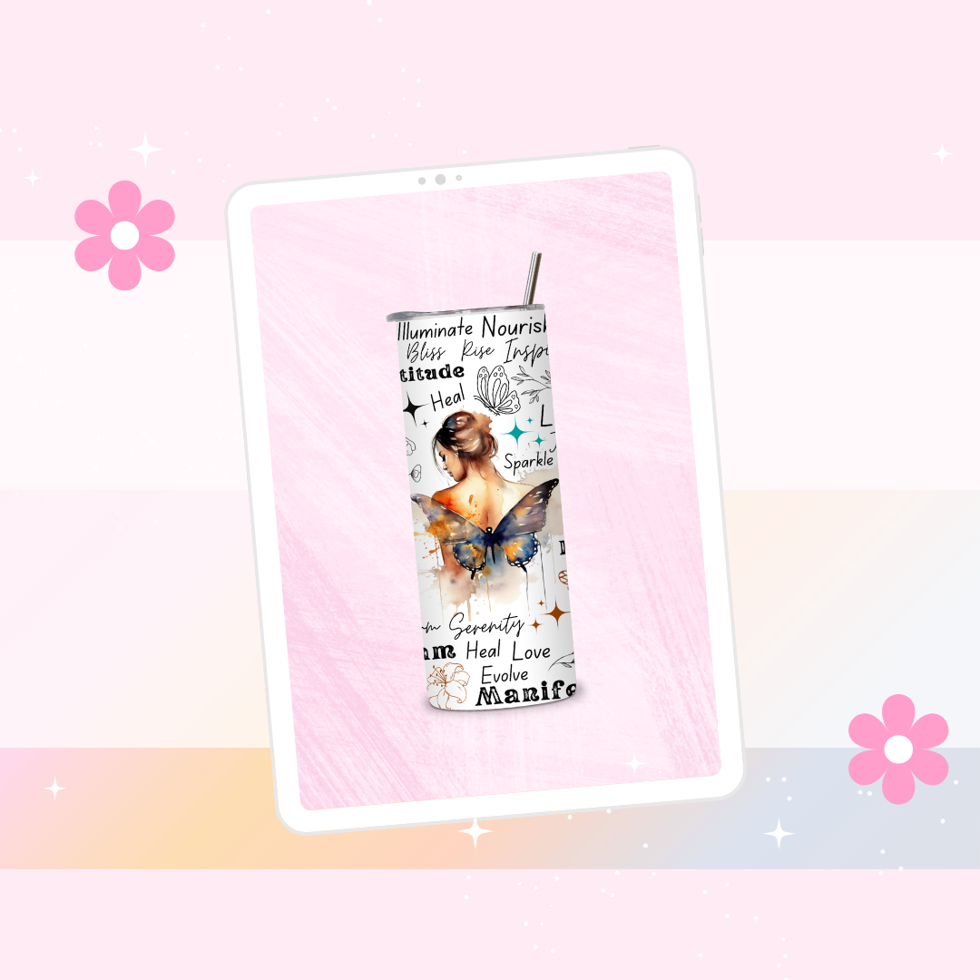 Positive words drinks tumbler