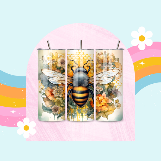 Bee drinks tumbler
