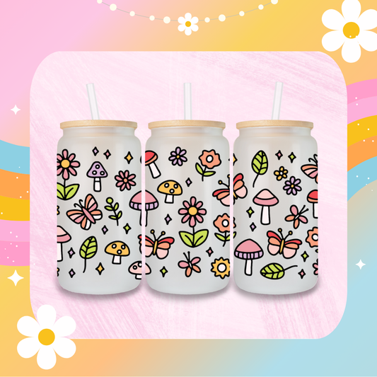 Mushroom and butterfly Libby glass