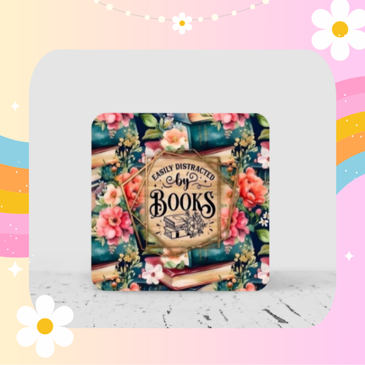 Easily distracted by books coaster