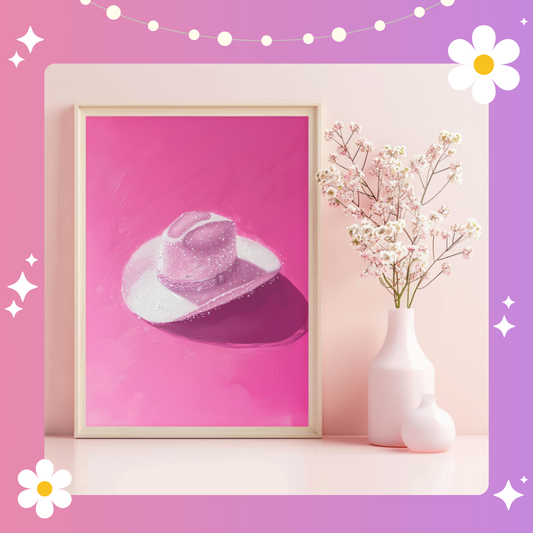White cowgirl hat Art Print