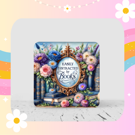 Easily distracted by books coaster