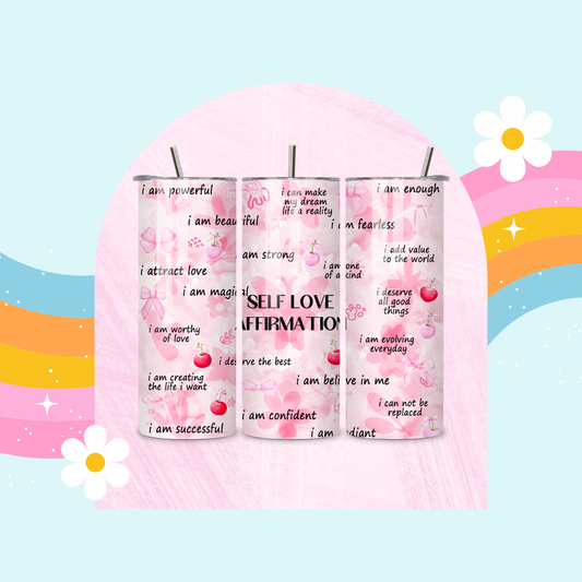 Self love affirmations drinks tumbler