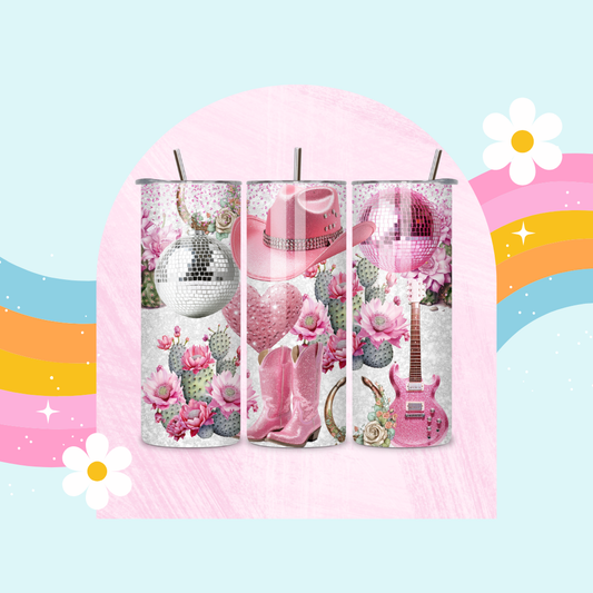 Pink cowgirl accessories  drinks tumbler