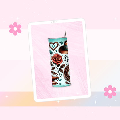 Peace Love cowgirls drinks tumbler
