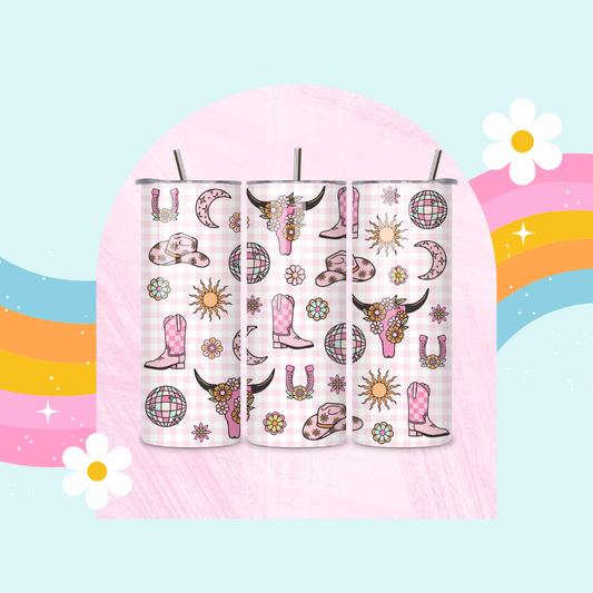 Cowgirl print drinks tumbler