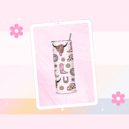Cowgirl print drinks tumbler