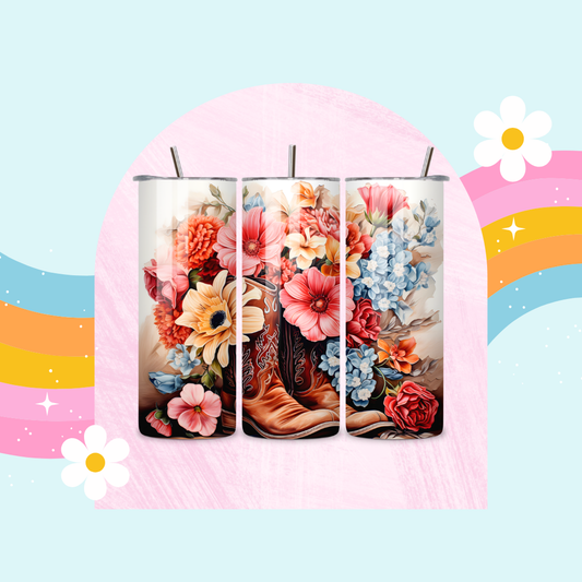 Floral boots drinks tumbler