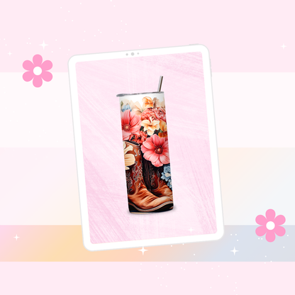 Floral boots drinks tumbler