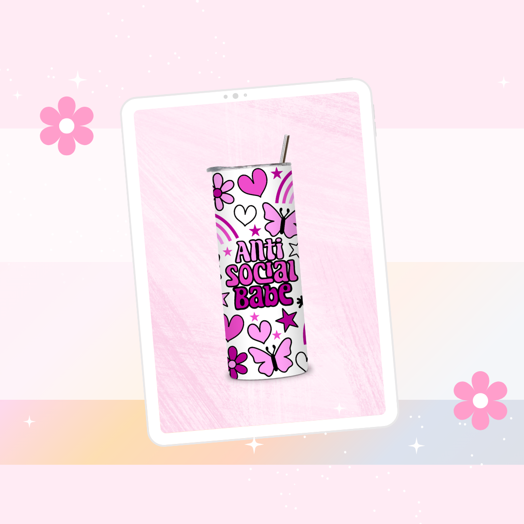 Anti Social babe drinks tumbler