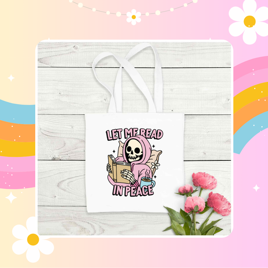 Let me read in peace tote bag