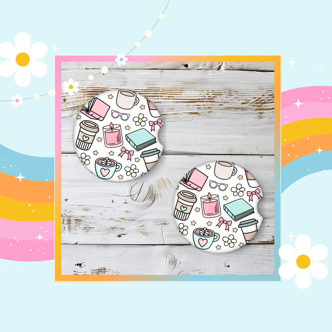 Girly aesthetic Car coasters (pack of two)