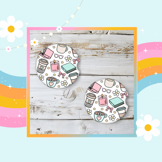 Girly aesthetic Car coasters (pack of two)