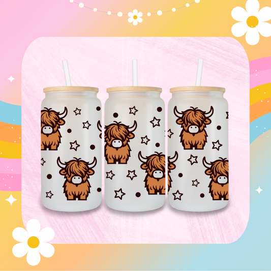 Highland cow libby glass