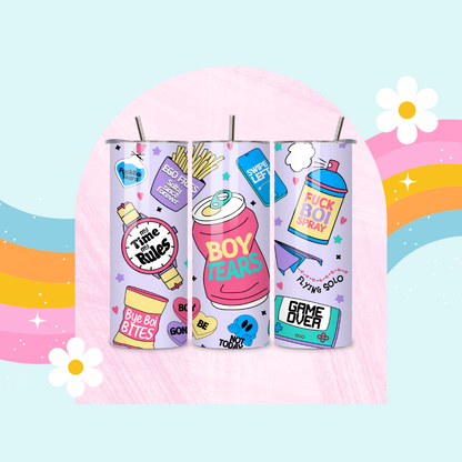 Boy tears drinks tumbler