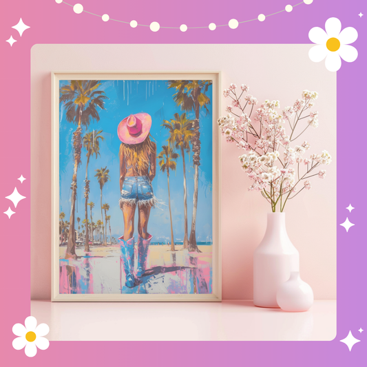 Beach Cowgirl Art Print