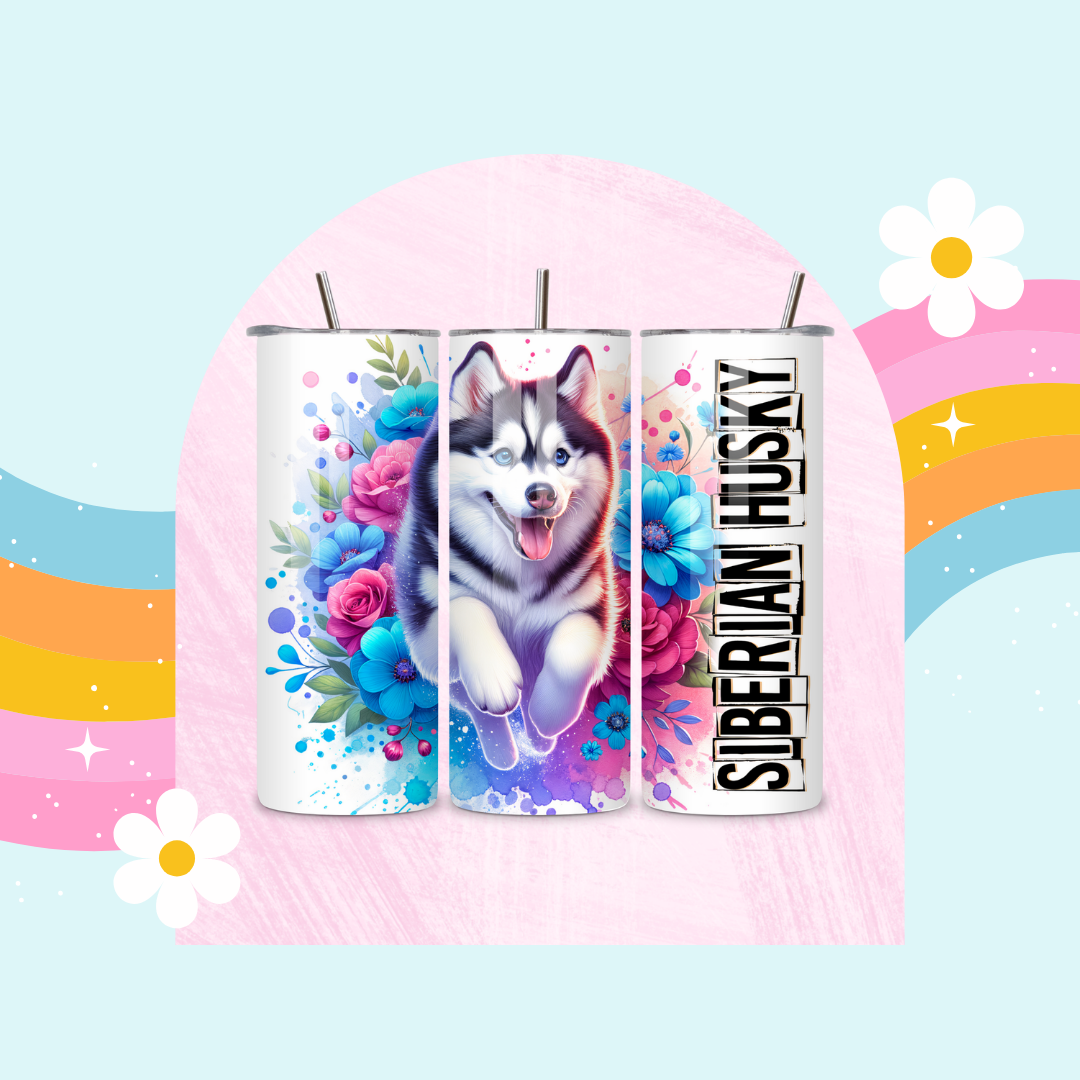 Siberian Husky drinks tumbler