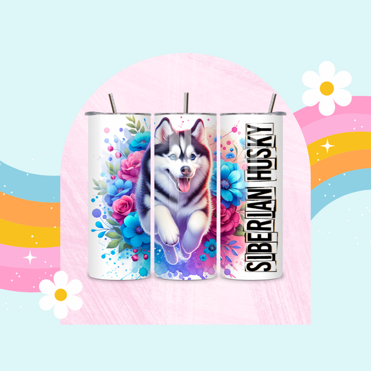 Siberian Husky drinks tumbler