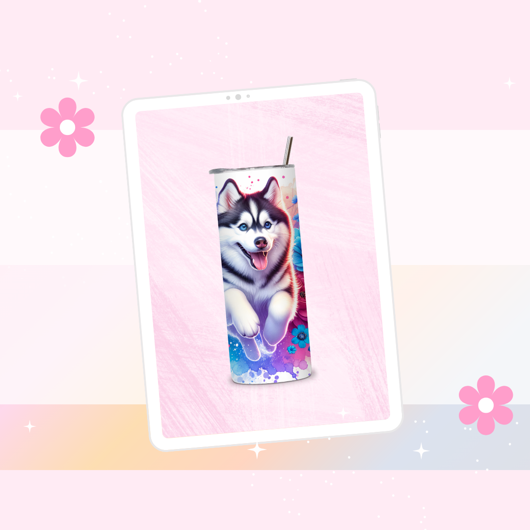 Siberian Husky drinks tumbler