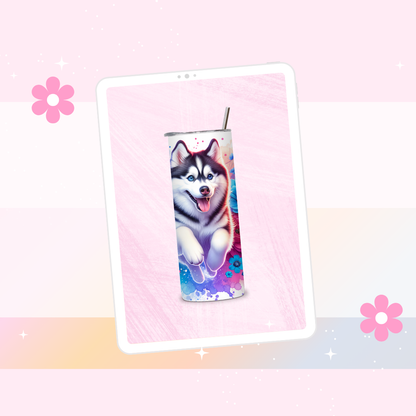 Siberian Husky drinks tumbler