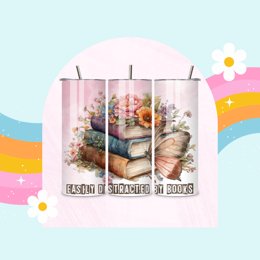 Easily distracted by books drinks tumbler