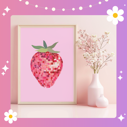 Disco strawberry Art Print