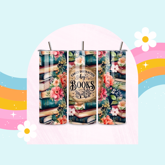 Easily distracted by books drinks tumbler