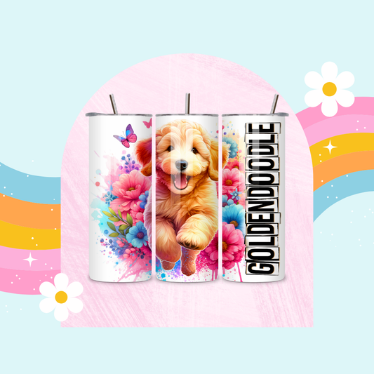 Golden Poodle drinks tumbler