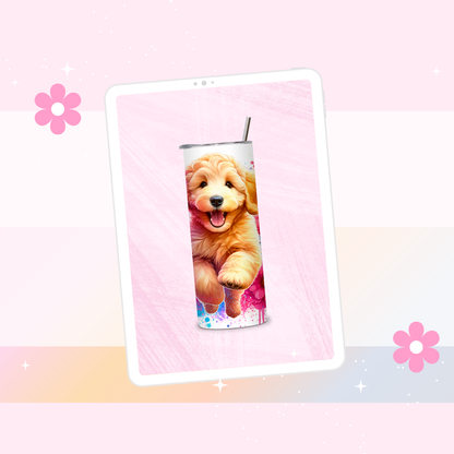 Golden Poodle drinks tumbler