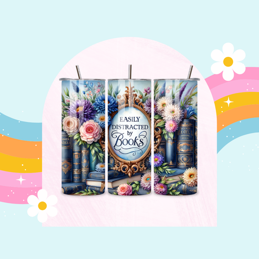 Easily distracted by books drinks tumbler