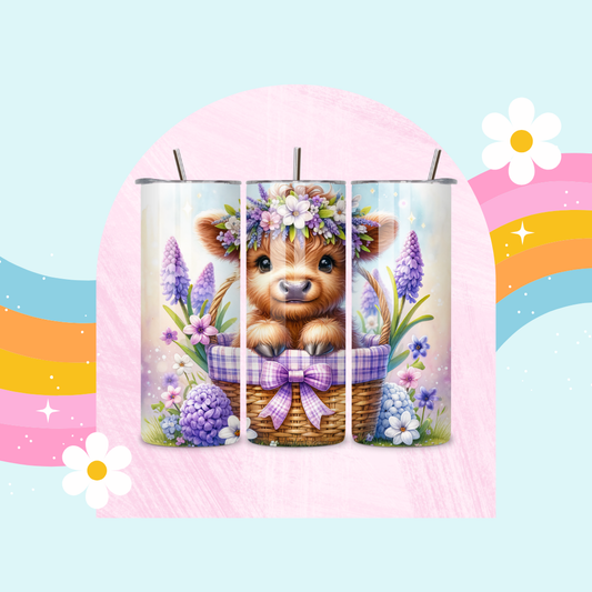 Highland cow drinks tumbler