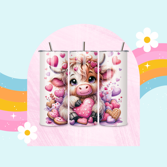 Highland cow hearts drinks tumbler