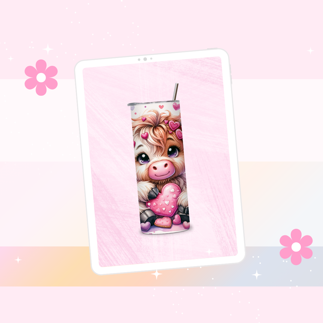 Highland cow hearts drinks tumbler